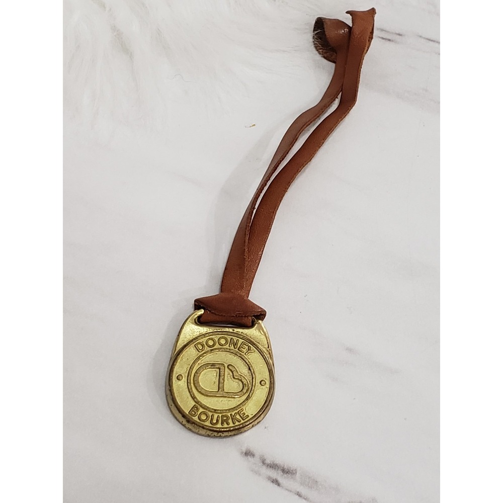 Vintage Dooney & Bourke "DB" Brass Handbag Purse Fob Bag Tag Charm 80's strap
